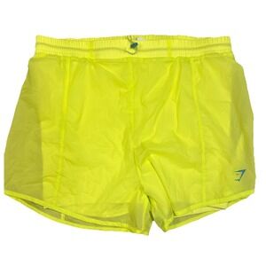 Gymshark Pulse 2 In 1 Neon Yellow Running Shorts Women's Size XXL